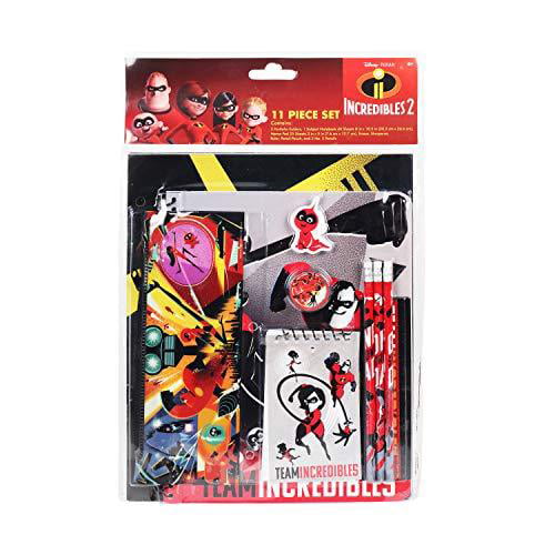 Incredibles 2 11pc Value Pack with Plastic Pencil Case in PVC Bag with Header 